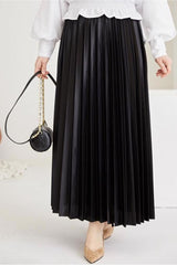 Women's Black Pillow Waist Elastic Skirt T 8354 23yetktr8354