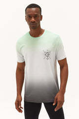 Men's Green Color Transitional Back Printed Short Sleeve Casual And Sports T-shirt 0612 Tb23ma07s061