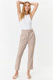 Black Belt Detailed Cigarette Tight Leg Woven Pleated Pants Twoss20pl0131