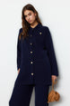 Navy Ribbed Cardigan-pants Knitwear Bottom-top Suit Tctaw24us00003