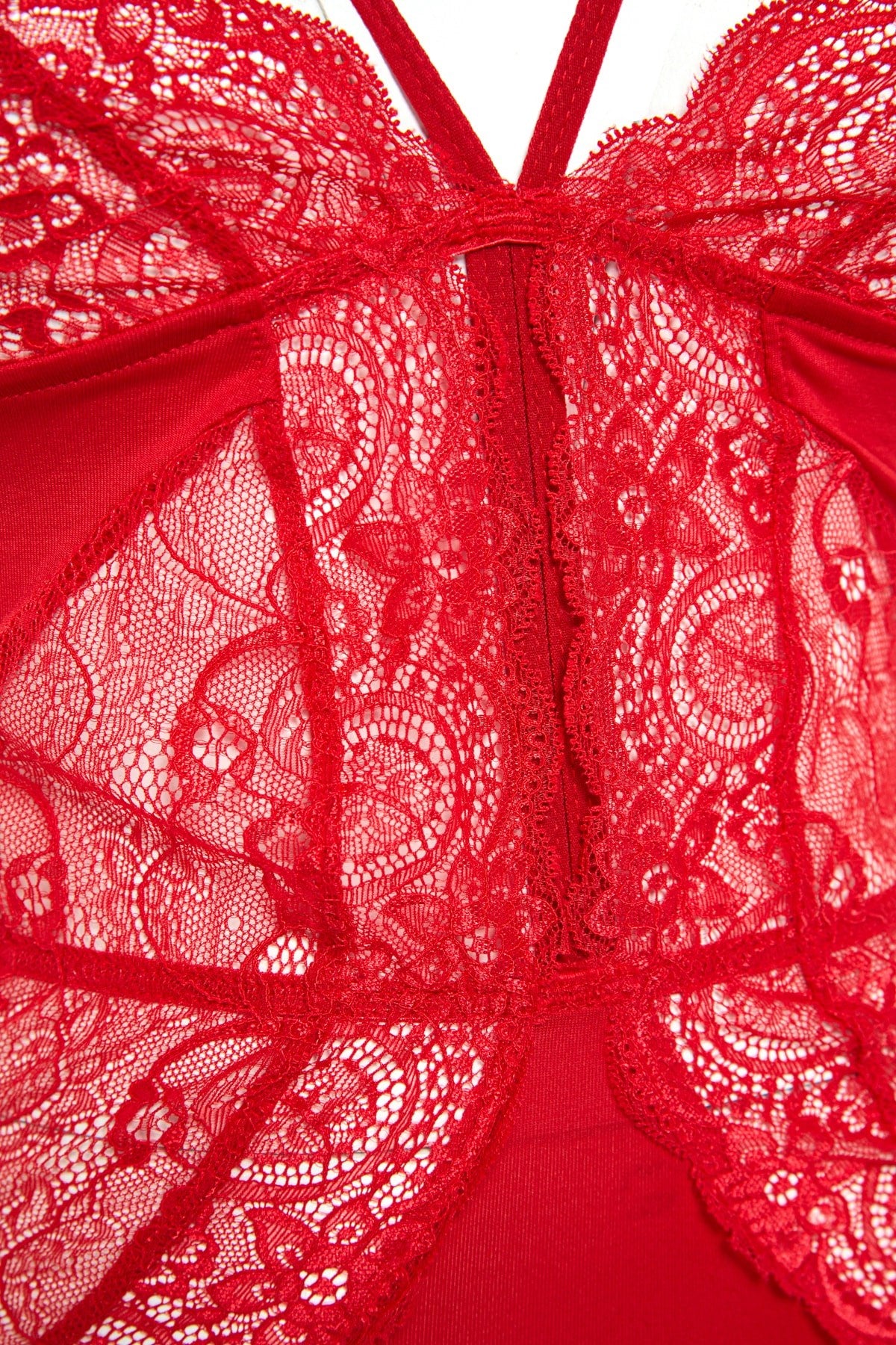 Red Lace Detailed Bodysuit Tbbss23cs00000