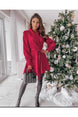 Burgundy Crepe Fabric Long Sleeve Self Belt Detailed Kilogram Evening Dress Evening Dress Evening Dr