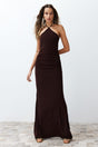 Brown Body Sitting Long Night Evening Dress Tprss24ae00086