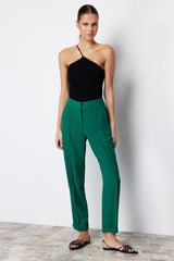 Green Cigarette Ribbed Woven Pants Twoss24pl00117