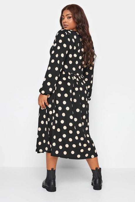 Plus Size Tie Polka Dot Pattern Long Dress 137626 Byk-23y-137625