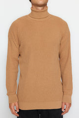 Camel Mens Oversize Wide Pattern Turtleneck Basic Sweater Tmnaw22kz1289