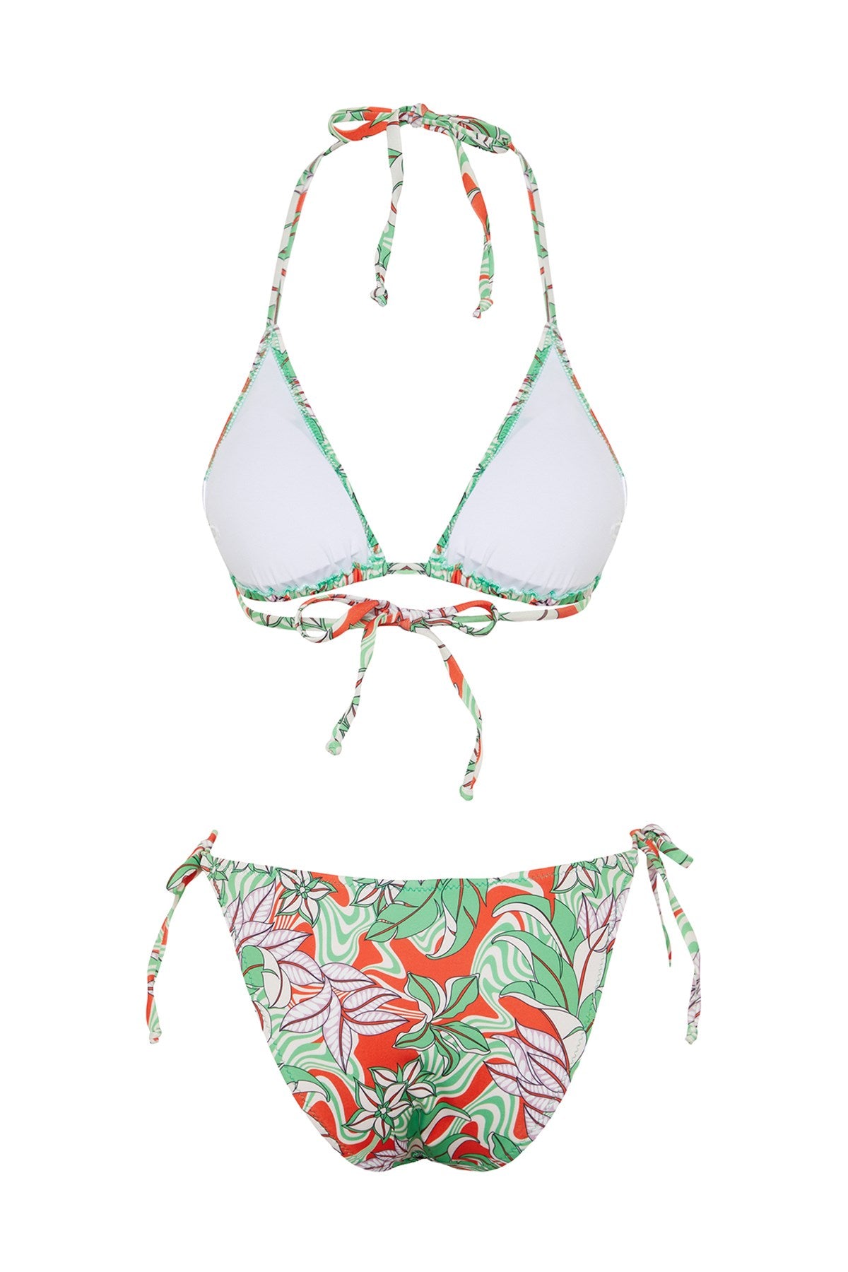 Floral Print Triangle Embroidered Regular Bikini Set Tbess24bt00120