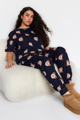 Anthracite Teddy Bear Pattern Knitted Pajama Set Tbbaw23ai00039