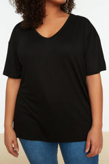 Black Knitted Back Detailed T-shirt Tbbss22ts0877