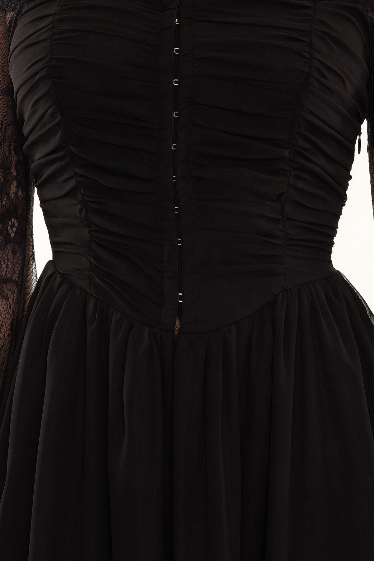 Black Waistband/skater Woven Lined Cropped Chiffon Chiffon Chiffon Elegant Evening Dress Tprss24el00