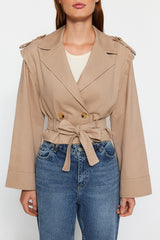 Mink Oversize Wide Cut Short Trench Coat With Belt Twoaw24tr00046