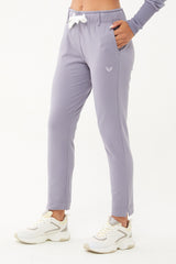 Women's Grey Melange Narrow Leg Organic Cotton Sports Tracksuit Bottoms 0667 Tb23wy05s0667-1