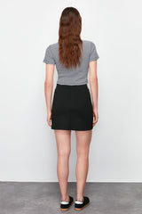 Black Flexible Mini Shorts Skirt Twoss24et00157