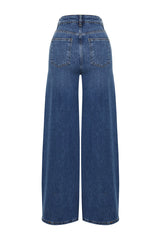 Blue More Sustainable Seam Detailed High Waist Wide Leg Jeans Twoss24je00116