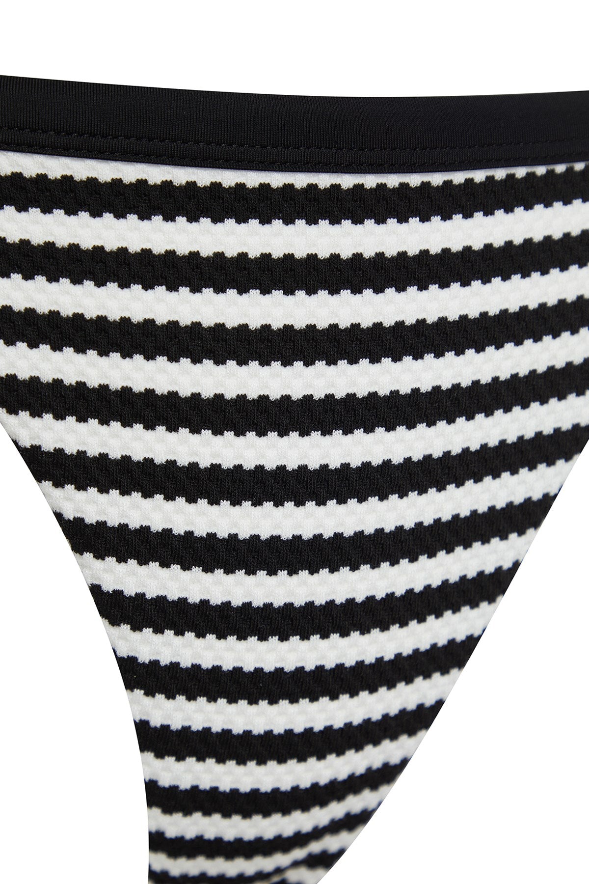 Black And White Striped Triangle Textured Regular Bikini Set Tbess24bt00060