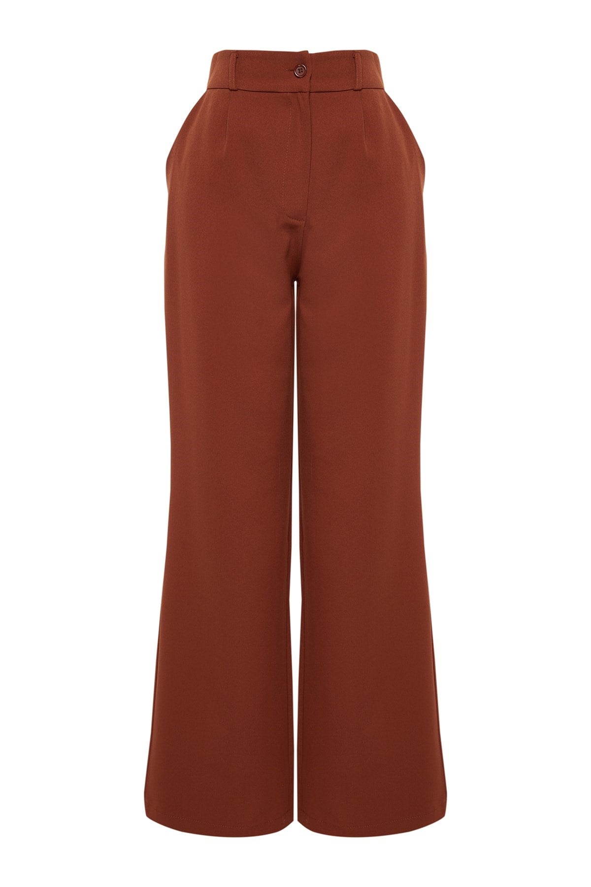 Brown High Waist Wide Leg/wide Leg Pleated Woven Pants Twoaw21pl0076