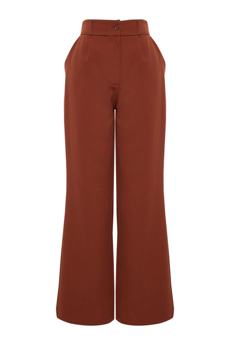 Brown High Waist Wide Leg/wide Leg Pleated Woven Pants Twoaw21pl0076