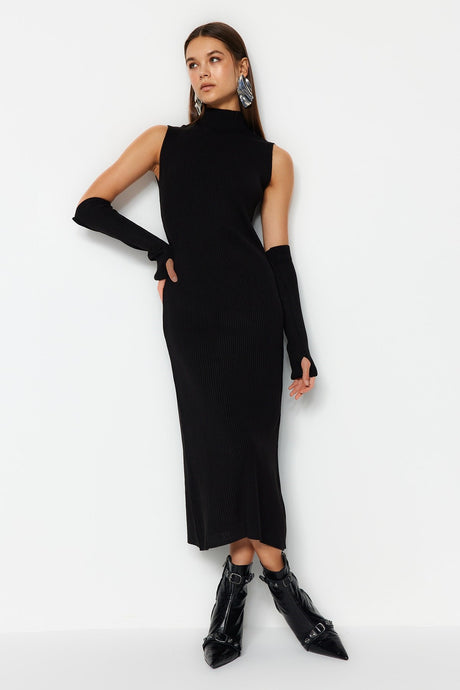 Black Midi Knitwear Window/cut Out Dress Twoaw24el00063