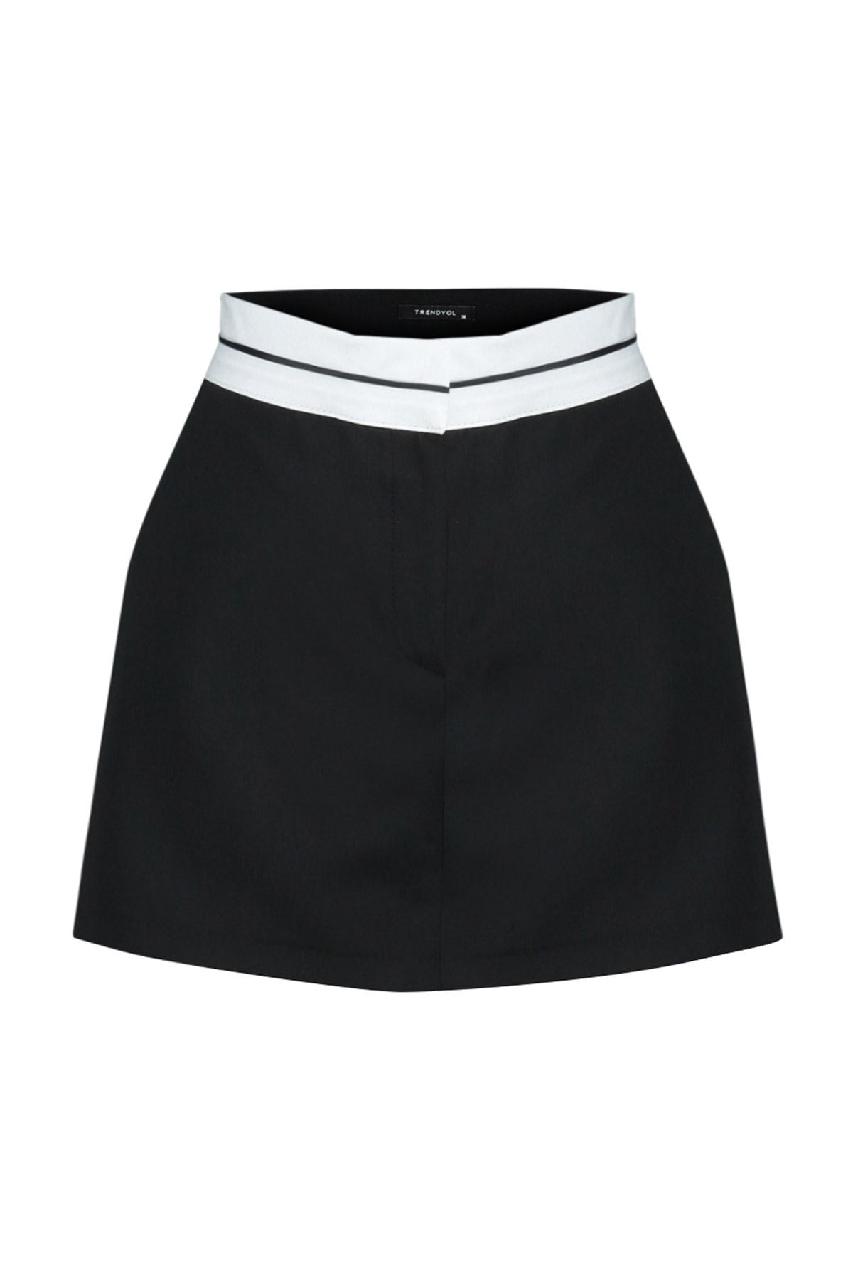 Black Waist Detailed Woven Shorts Skirt Twoaw24sr00009