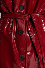 Burgundy Shiny Belted Trench Coat Twoaw24tr00067