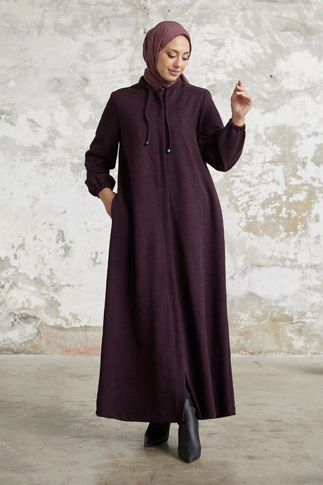 Levina Hidden Patted Abaya - Anthracite Ms00tz6002