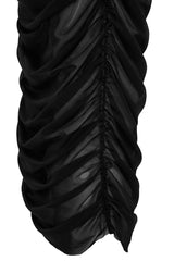 Black Body Fitting Maxi Knitted Draped Mesh Skirt Tbess24et00014