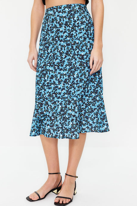 Animal Print Midi Woven Skirt With Multicolor End Flounce Viscose Fabric Twoss19fg0026