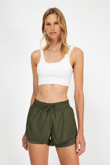 Black Parachute Fabric 2 Layer Sport Shorts Twoaw21sr0012