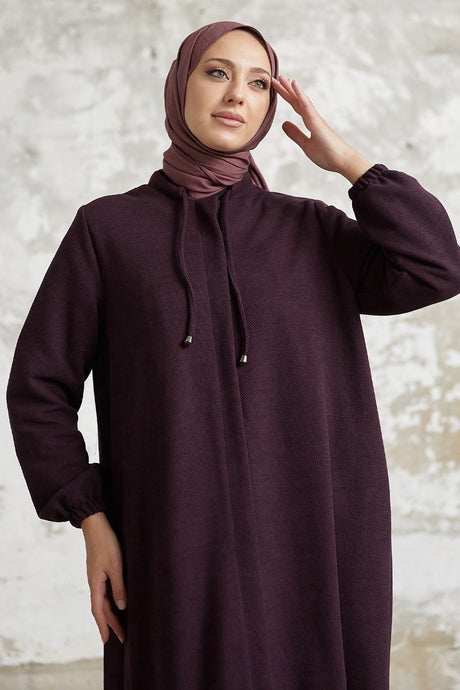 Levina Hidden Patted Abaya - Anthracite Ms00tz6002