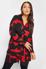 Plus Size Geometric Pattern Long Cut Long Sleeve Shirt 321234 Byk-23y-321233