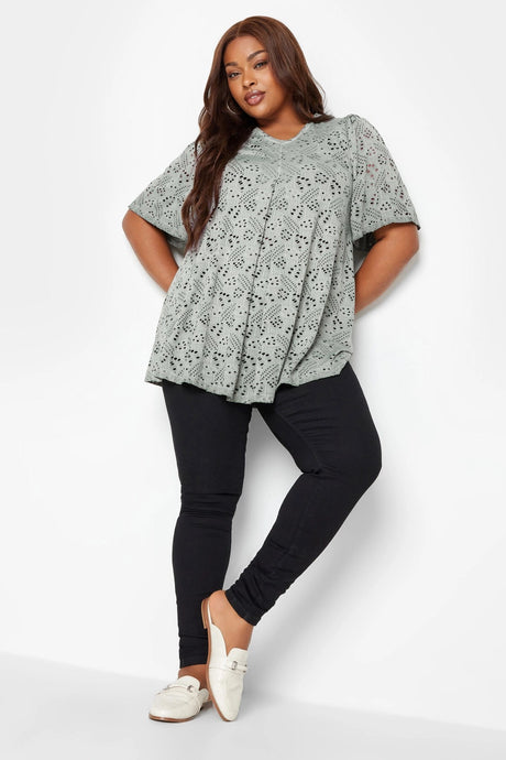 Plus Size Lace Detailed V-neck Blouse 302488 Byk-23y-302489