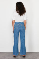 Blue Stone Detailed High Waist Wide Leg Jeans Twoss24je00225