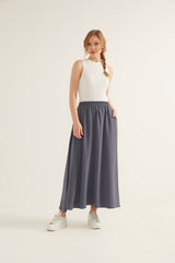 Gray Flared Skirt Brglbktset001