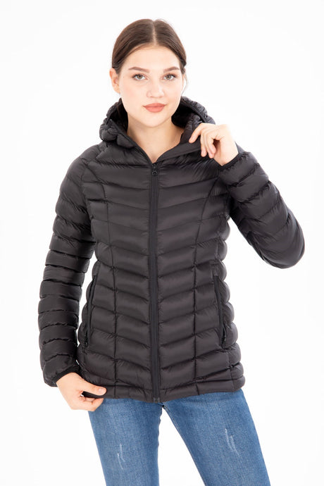 Women Short Fixed Hooded Padded Sports Inflatable Coat 8639 Gfx8639