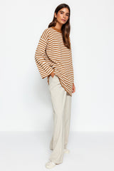 Black Striped Knitwear Sweater Tctaw24ak00043