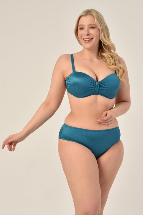 Women's Mint Green Plus Size Thick Strapless Bikini Set 20231988