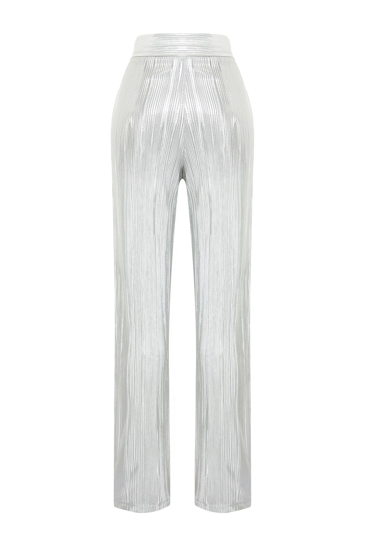 Silver Loose Leg Pleated Pants Tprss24pl00006