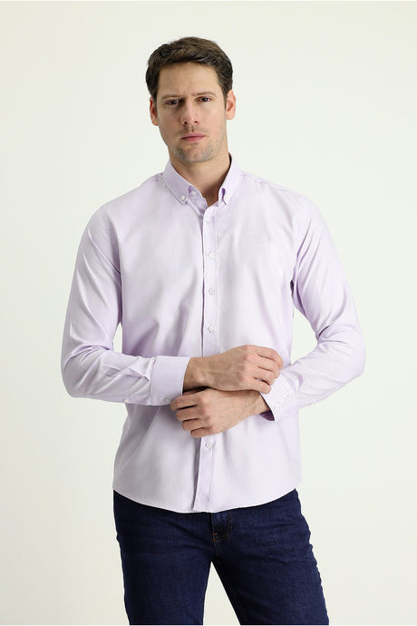 Long Sleeve Slim Fit Oxford Cotton Shirt 469295