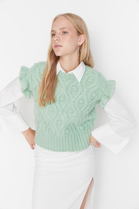 Mint Crop Soft Textured Knitwear Sweater Twoaw23sv00129