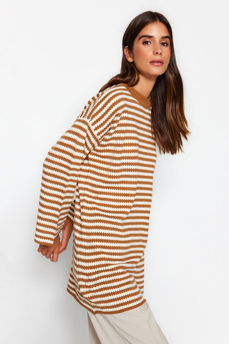 Black Striped Knitwear Sweater Tctaw24ak00043