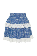 Blue Lace Mini Woven Skirt Twoss24et00182