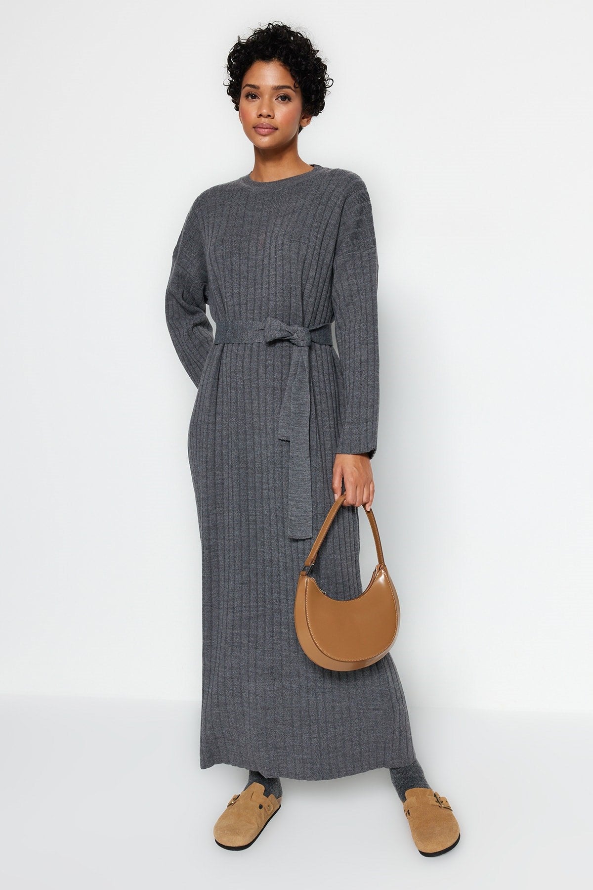 Plain Knitwear With Anthracite Belt Tctaw24eb00008