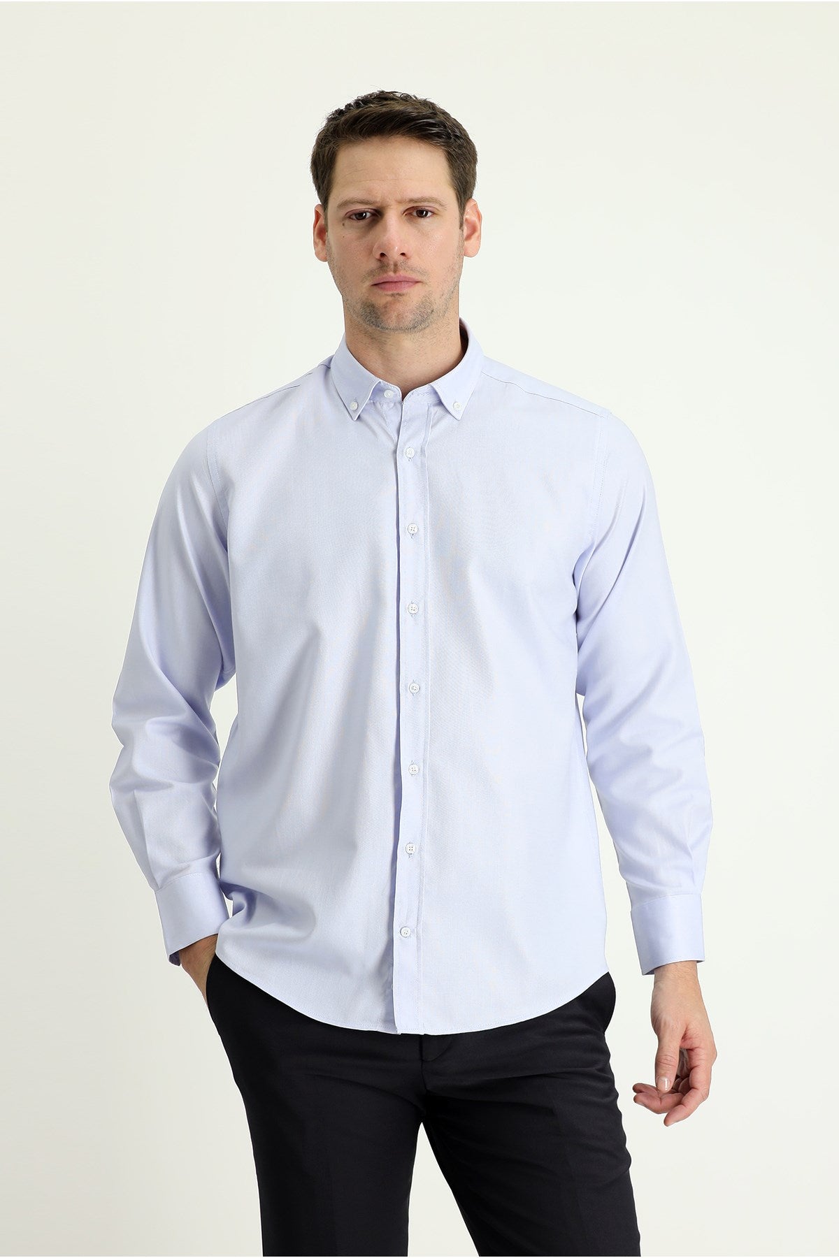 Long Sleeve Regular Fit Oxford Cotton Shirt 469296