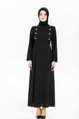 Mualla Stone Button Detailed Burkini Black Dress 5284 T21el3m5284