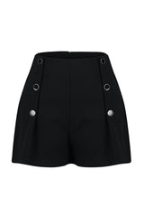 Black Button Detailed Woven Shorts Twoss24sr00012