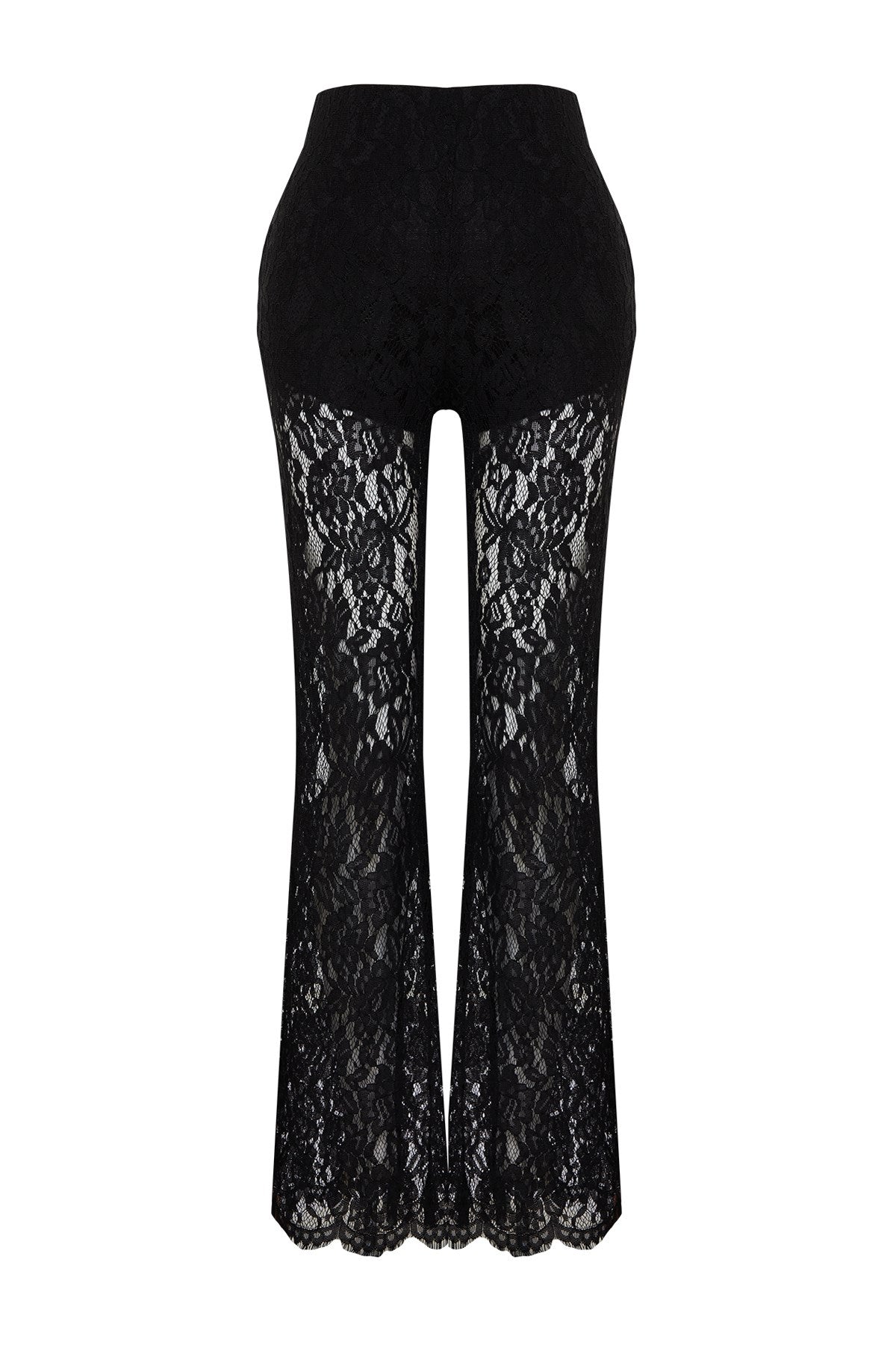 Black Lace Flare Spanish Leg Woven Pants Twoss24pl00096