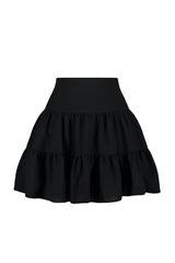 Black Flounce Modal Content Mini Woven Skirt Twoss24et00017