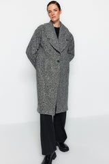 Anthracite Oversize Wide Cut Long Woolen Cashmere Coat Twoaw23kb00168