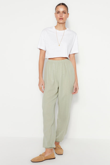 Khaki Jogger Woven Muslin Woven Pants Twoss23pl00148