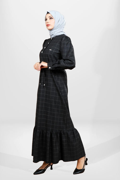 5558 Plaid Black Burkini Dress T24elbk5558